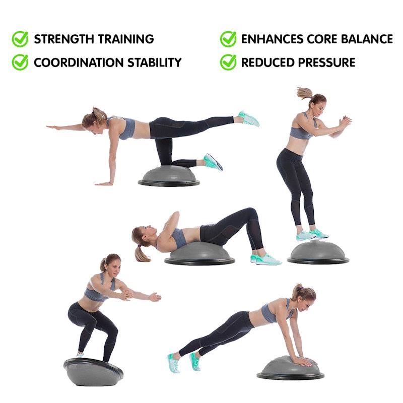 Load image into Gallery viewer, Powertrain Fitness Yoga Ball Home Gym Workout Balance Trainer Grey
