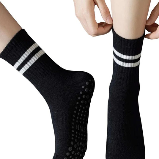 High Heel Jungle Varsity Premium Combed Cotton Full GripPilates/ Yoga Socks Black & White Bundle
