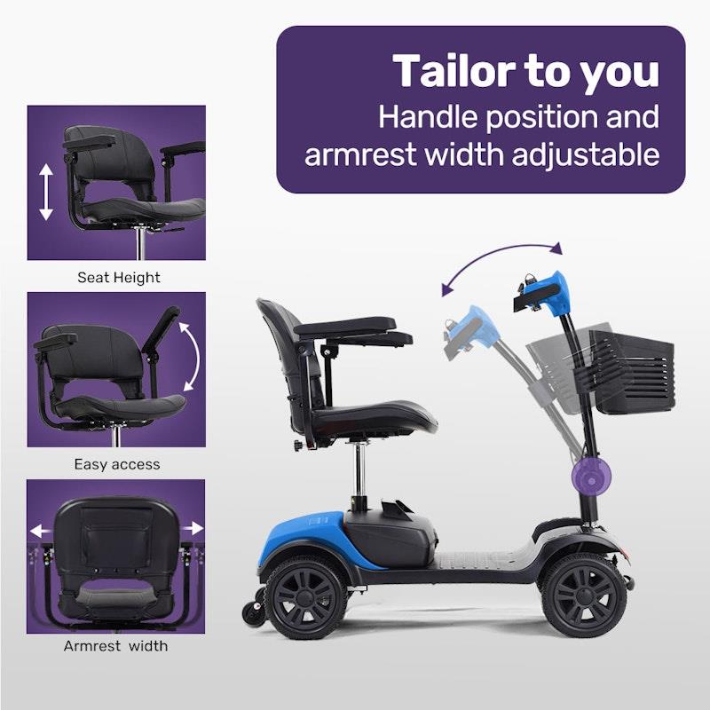 Load image into Gallery viewer, Equipmed SmartRider Folding Electric Mobility Scooter Black &amp; Blue
