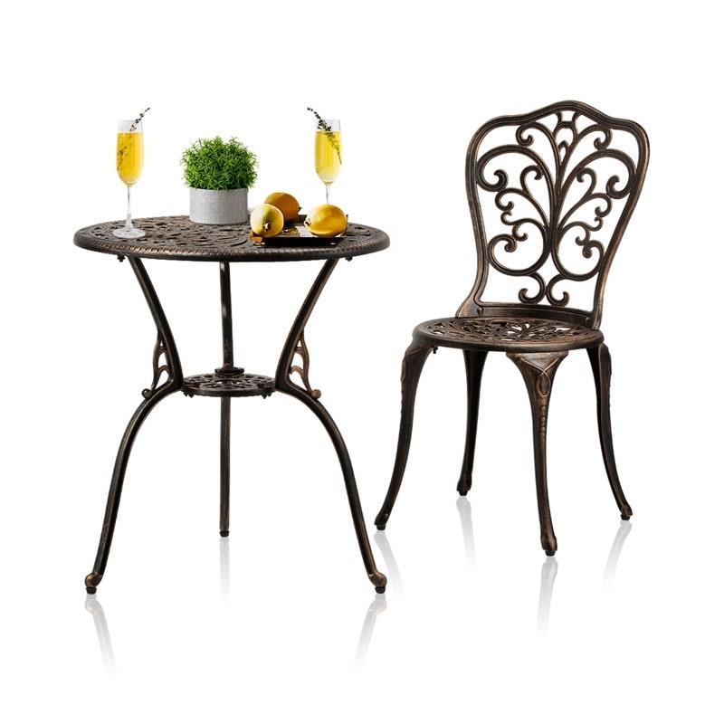 Load image into Gallery viewer, Livsip Bistro Furniture Setting 3 Piece Chairs Table Patio Indoor/Outdoor Set Bronze
