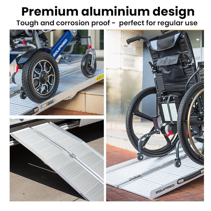 Load image into Gallery viewer, Equipmed 123cm Portable Folding Aluminium Access Ramp Silver
