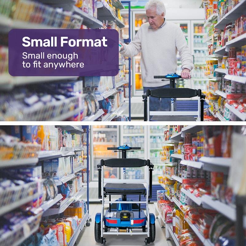 Load image into Gallery viewer, Equipmed Ultra-Lightweight Folding Electric Mobility Scooter Blue
