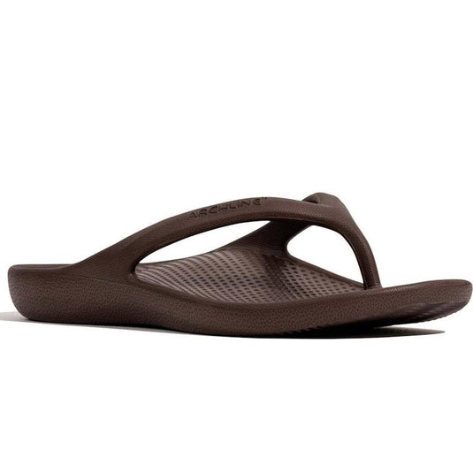 Archline Orthotic Foam Thongs Arch Support Flip Flops Orthopedic Rebound - Brown Euro Size 39
