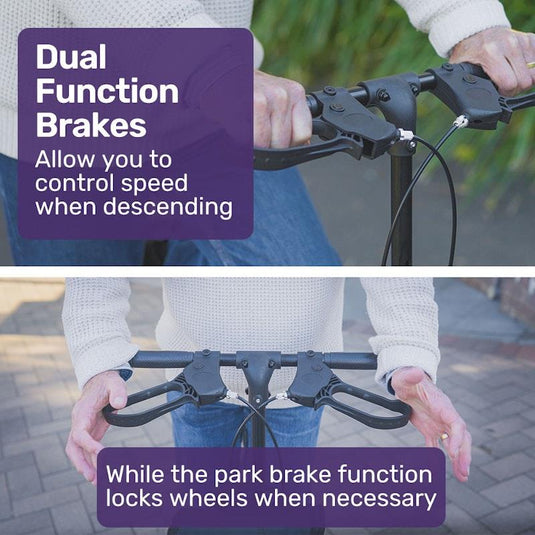 Equipmed Knee Scooter Walker With Dual Brakes & Bag Red
