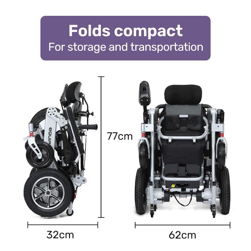 Load image into Gallery viewer, Equipmed Power Electric Wheelchair, Folding, Airline Approved, ARTG Certified, Recline Adjustment, Headrest, Aluminium Frame, Lithium Battery Grey
