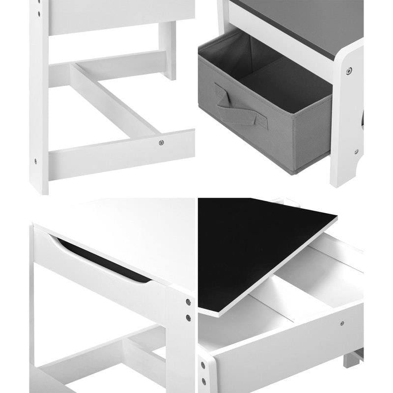 Load image into Gallery viewer, Oikiture Kids Table and Chairs Set Activity Play Study Desk w/ Toys Storage Box White &amp; Grey
