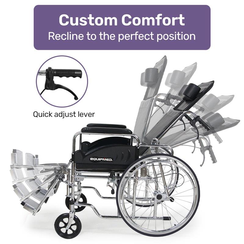 Load image into Gallery viewer, Equipmed Folding Manual Reclining Wheelchair Black
