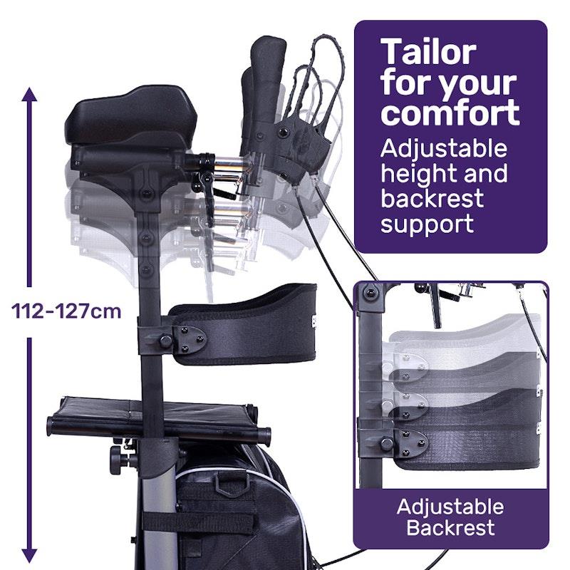 Load image into Gallery viewer, Equipmed Upright Rollator Walker With Forearm Rest Supports Grey
