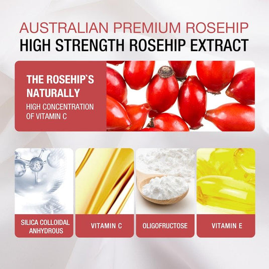 Unichi Rosa Prima Rosehip Extract 1500mg Complex 60 Vegan Capsules x2 Pack