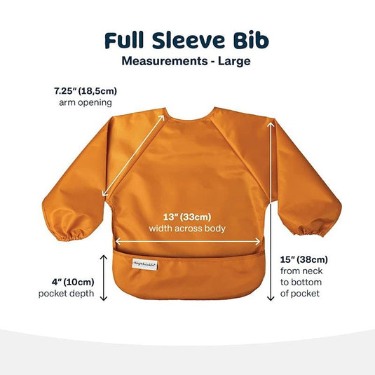 Tiny Twinkle Mess-proof Full Long Sleeve Bib 2 Pack Sand & Cinnamon Large (2-4Y)