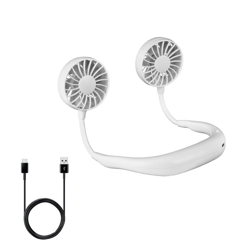 Load image into Gallery viewer, Living Today Sports Rechargeable Neck Fan Portable 3 Speeds USB Charging White
