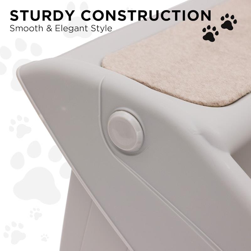 Load image into Gallery viewer, Furtastic 50cm Foldable Pet Stairs Ramp Grey
