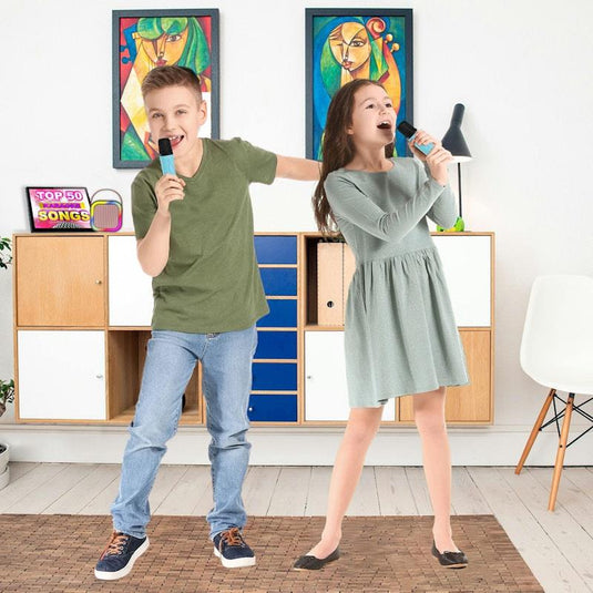 Laser Mini Karaoke Speaker with 2 Wireless Microphones Blue