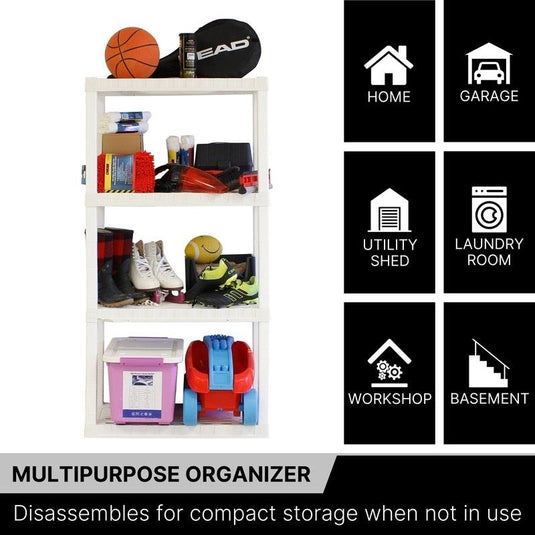 Oskar 4-Tier Storage Shelf, Heavy Duty, holds 180kg White