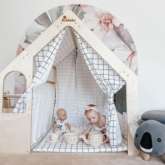 Riababy Wooden Cubby House Monochrome