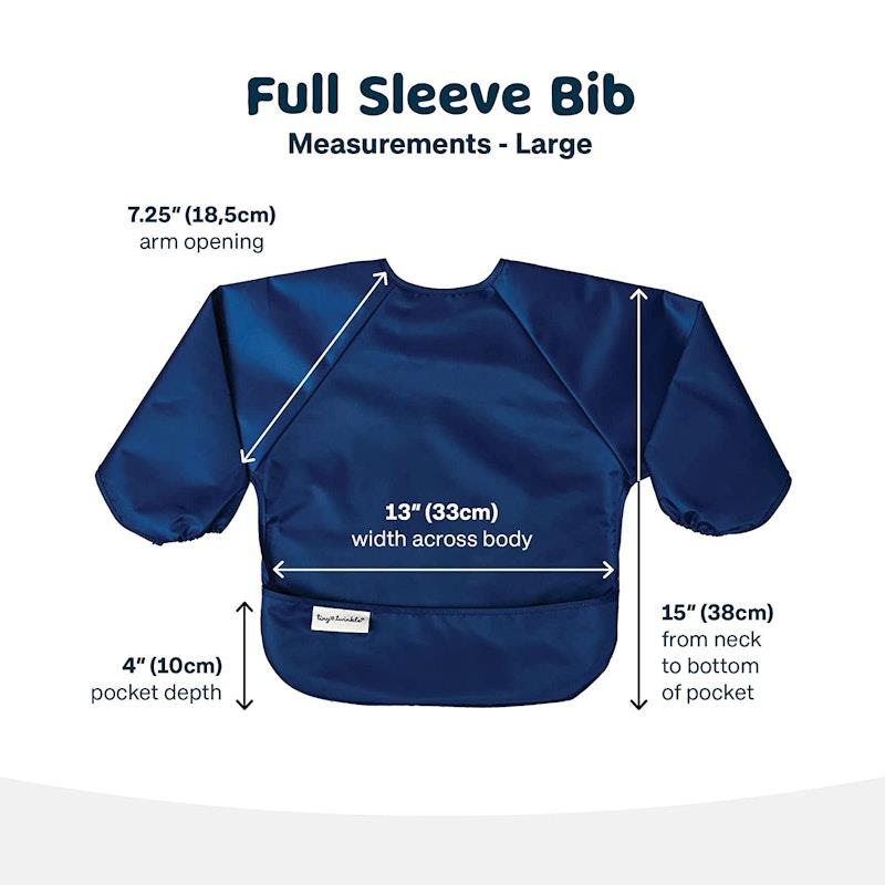 Load image into Gallery viewer, Tiny Twinkle Mess-proof Full Long Sleeve Bib 2 Pack Grey &amp; Dark Blue Large (2-4Y)
