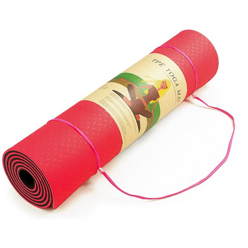 Load image into Gallery viewer, Powertrain TPE Pilates Exercise Yoga Mat 8mm Red

