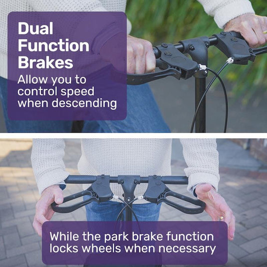 Equipmed Knee Scooter Walker 10 Inch Tyres With Dual Breakes & Bag Blue