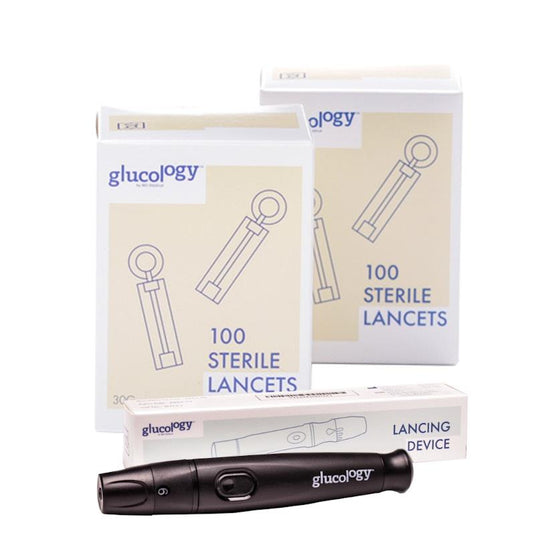 Glucology Lancing Care Kit (200 Lancets and Lancing Device)