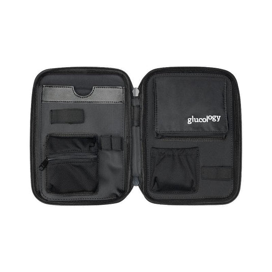 Glucology Travel Case Plus with Extra Storage for Blood Glucose Monitors Blue