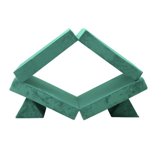Oikiture 4 Pieces Kids Play Couch Modular Lounge Cushion Convertible Playset Green