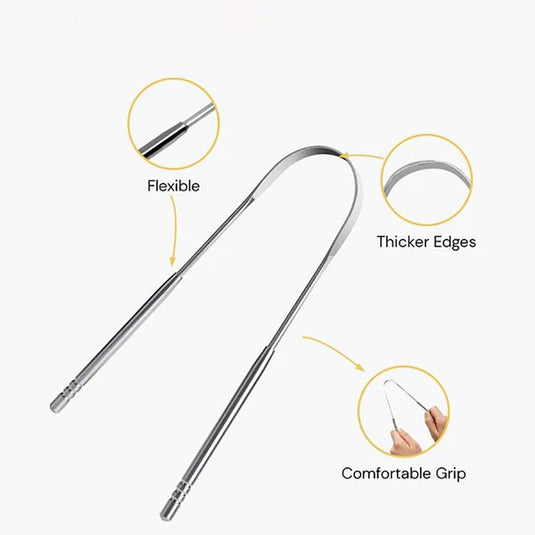 Caremax 3 Pieces Stainless Steel Tongue Scraper with Case Pack