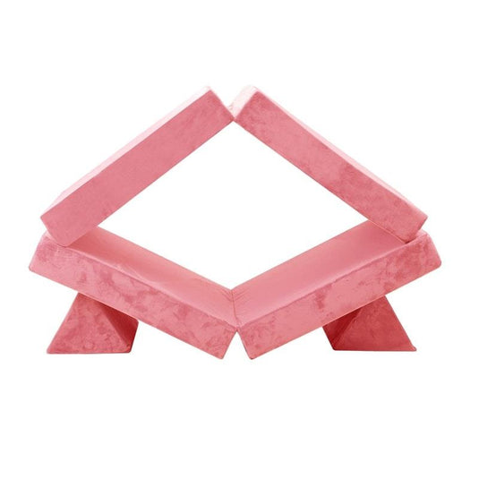 Oikiture 4 Pieces Kids Play Couch Modular Lounge Cushion Convertible Playset Pink