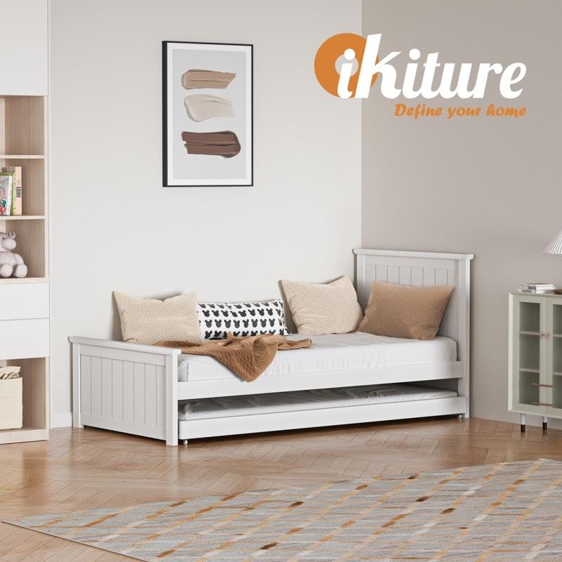 Load image into Gallery viewer, Oikiture Trundle Bed Frame Single Size Beds Base Wooden Daybed White

