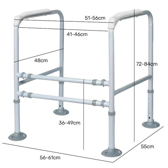 Equipmed Over Toilet Support Frame Safety Grab Rail Aid 125Kg Max Capacity 1Unit