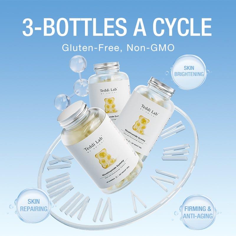 Load image into Gallery viewer, Teddi Lab by Unichi Nicotinamide Gummy 60s x3-Vitamin E Skin Brightening &amp; Glow Packs
