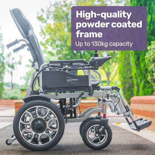 Equipmed Power Electric Wheelchair Longrange Auto Recline Grey & Black