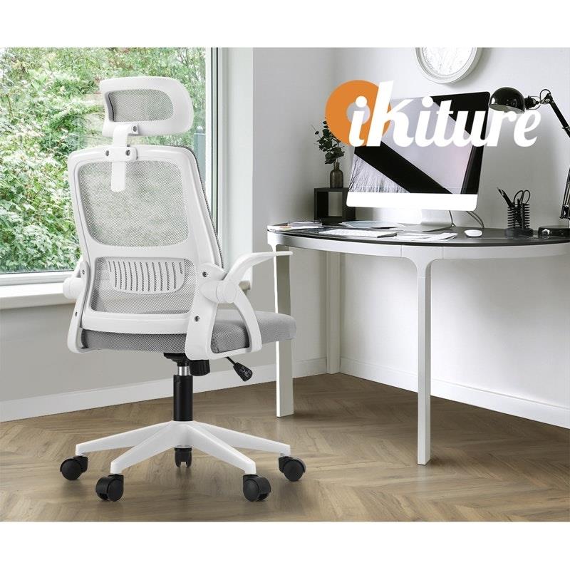 Load image into Gallery viewer, Oikiture Mesh Office Chair Executive Fabric Gaming  Racing Computer Seat White
