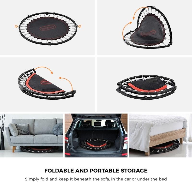 Load image into Gallery viewer, Mazam 48" Trampoline Round Fitness Rebounder Handrail Jumping Exercise Home Gym Black
