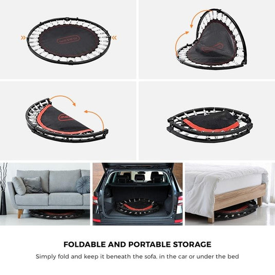 Mazam 48" Trampoline Round Fitness Rebounder Handrail Jumping Exercise Home Gym Black