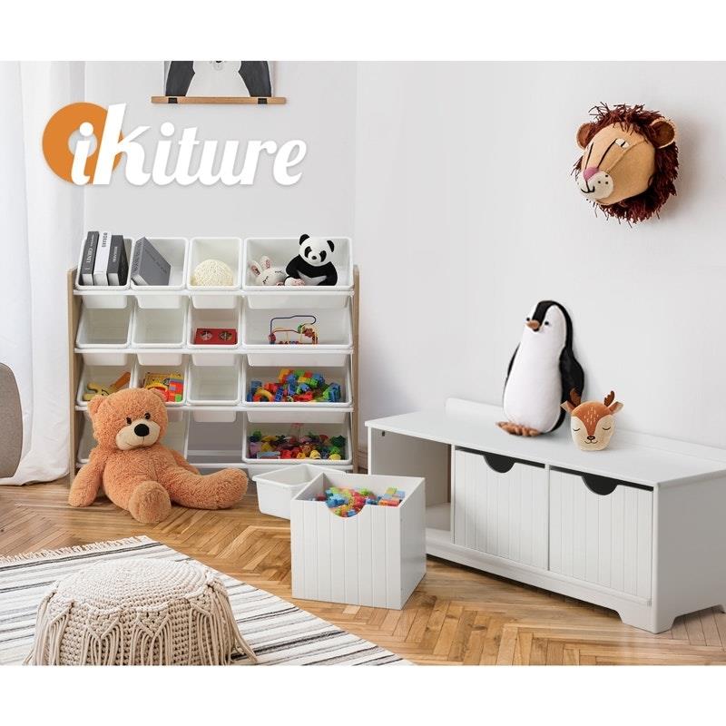 Load image into Gallery viewer, Oikiture Kids Toy Box Chest Storage Box Children Room Organiser Seating Bench White
