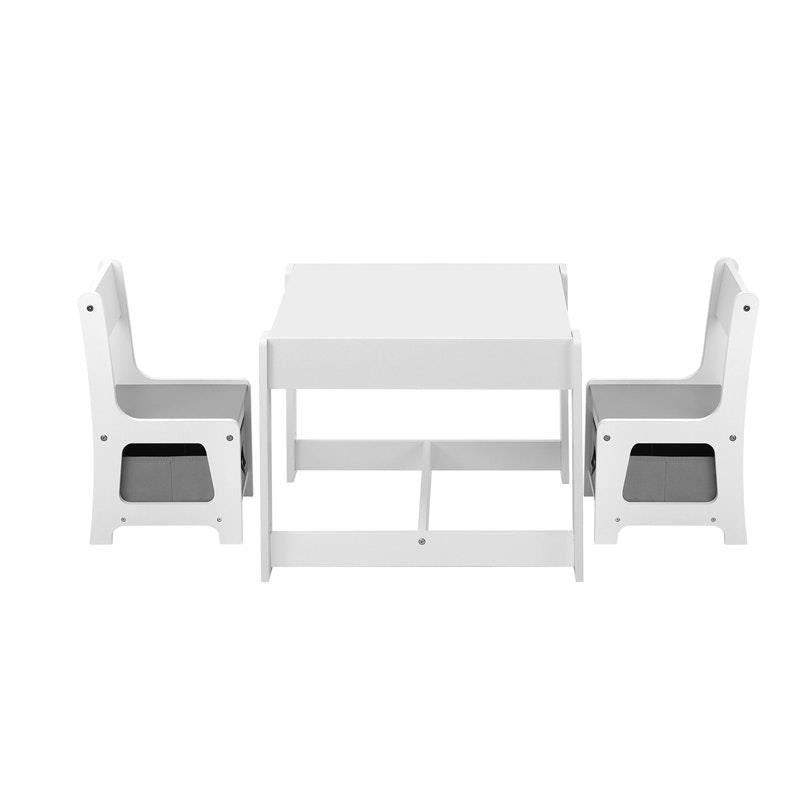 Load image into Gallery viewer, Oikiture Kids Table and Chairs Set Activity Play Study Desk w/ Toys Storage Box White &amp; Grey
