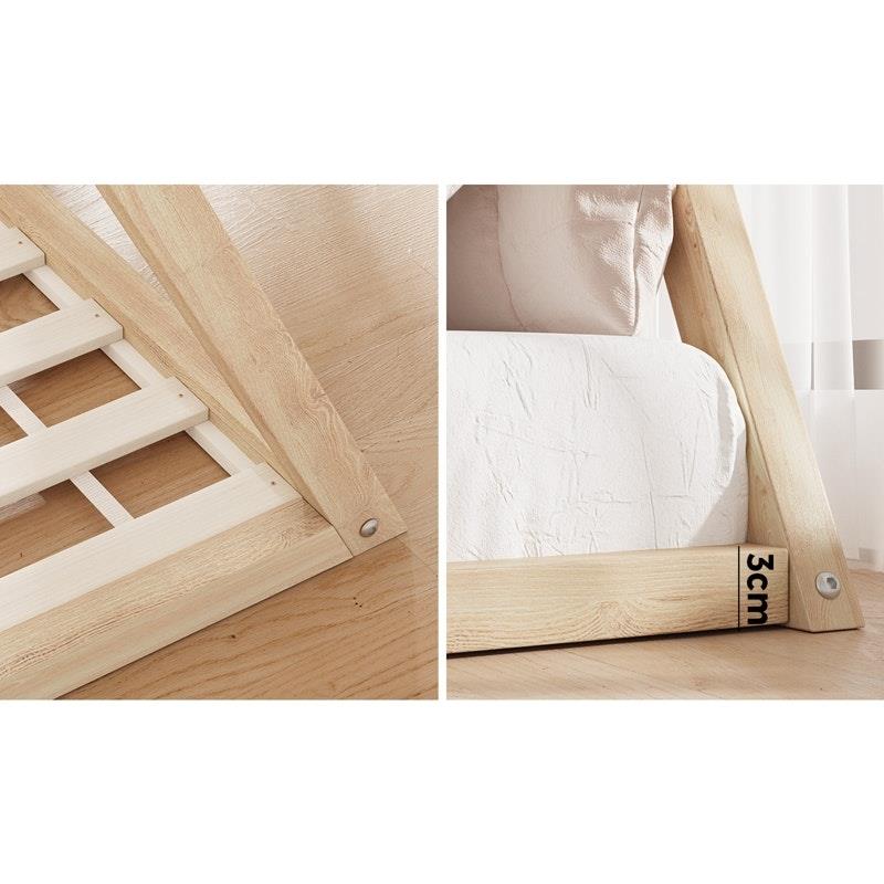 Load image into Gallery viewer, Oikiture Kids Bed Frame Wooden Timber King Single Teepee House Frame Beds 1unit
