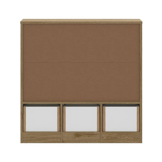 Oikiture Kids Bookcase Toy Organiser Cabinet With Removable Box Storage Natural & White