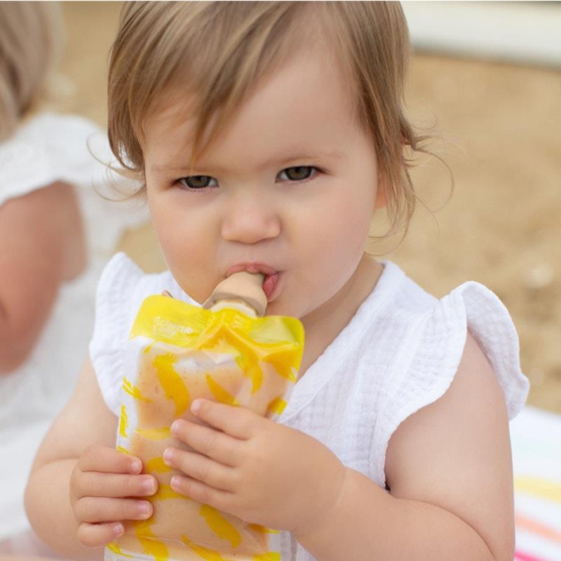 Load image into Gallery viewer, Cherub Baby Food Pouch Spoons &amp; Spouts Bundle - Dusty Rose &amp; Sand Pack
