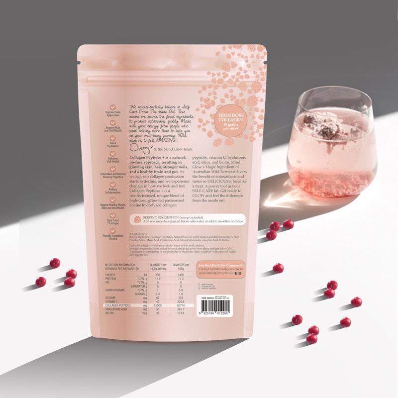 Load image into Gallery viewer, Mind Glow Australian Wildberry Collagen Peptides+ 450g Single Pack
