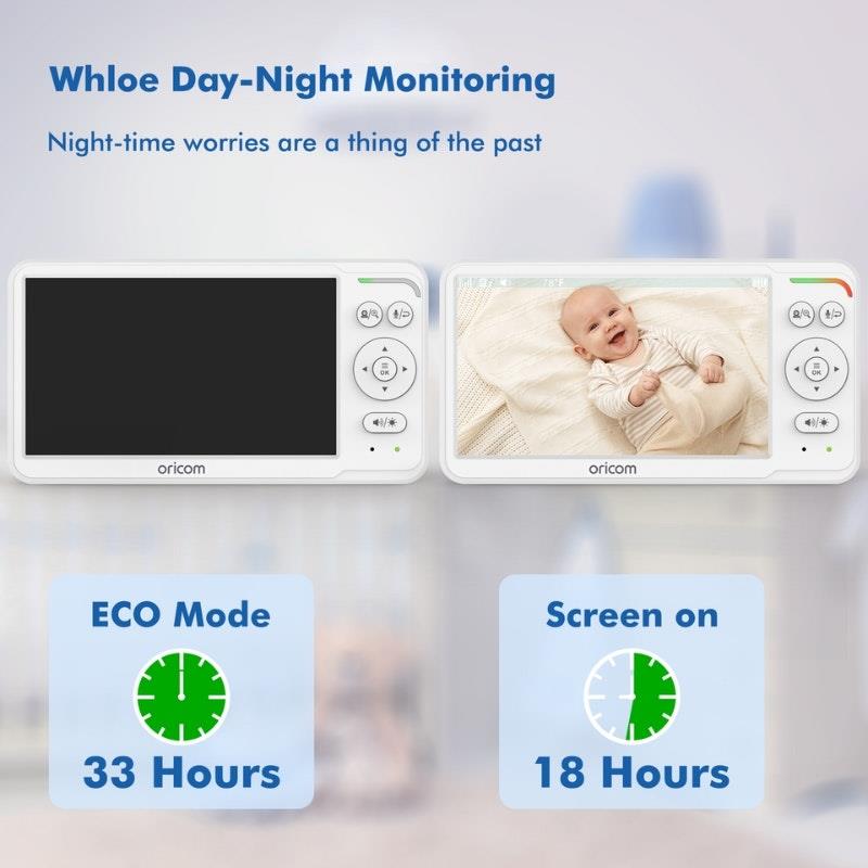Load image into Gallery viewer, Oricom 6″ Video Baby Monitor with Motorised Pan Tilt and Duck Digital Bath and Room Thermometer Bundle
