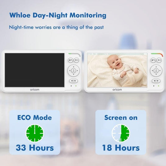 Oricom 6″ Video Baby Monitor with Motorised Pan Tilt and Duck Digital Bath and Room Thermometer Bundle