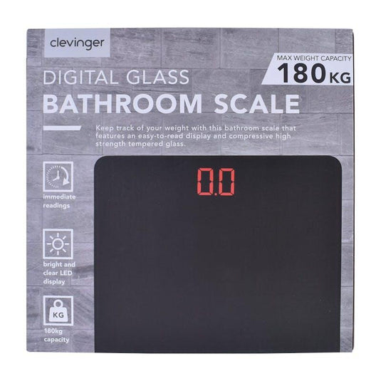 Clevinger Digital Glass Bathroom Scale Max Capacity 180KG 1Unit