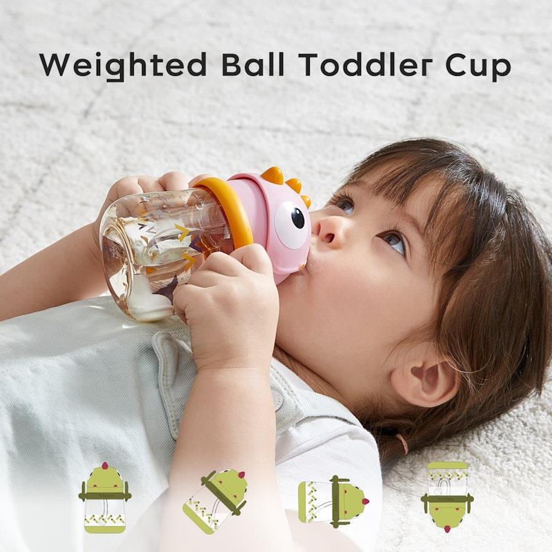 Load image into Gallery viewer, Bc Babycare T-REX TOBY Weighted Straw Sippy Cup 150ml (with Handle) Rose
