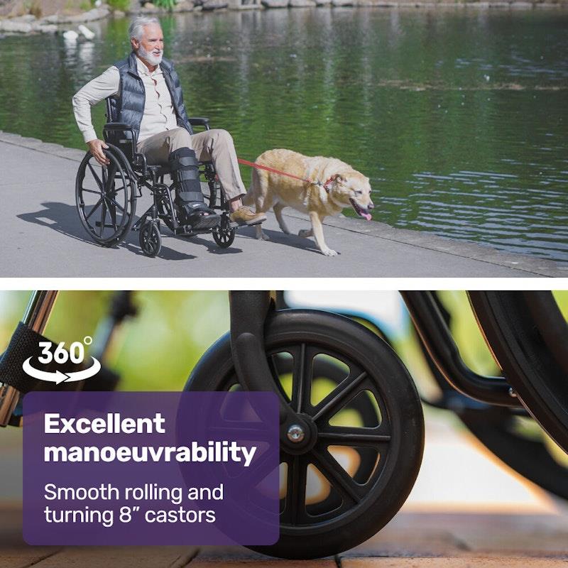 Load image into Gallery viewer, Equipmed 24 Inch Folding Wheelchair X-Large Black
