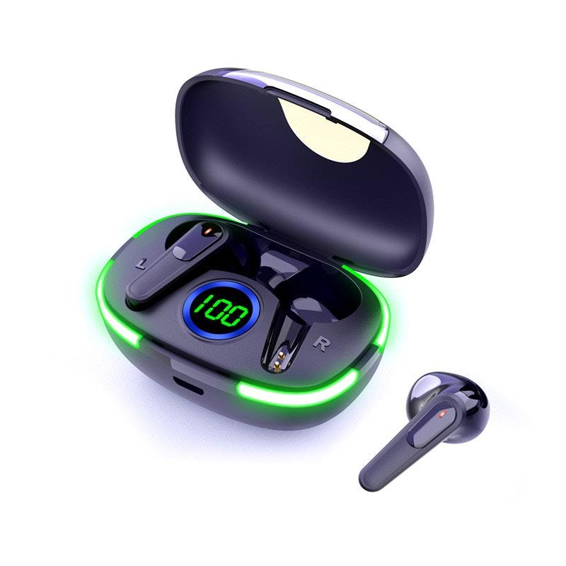 Load image into Gallery viewer, Laser TWS Earbuds with LED Display: True Wireless &amp; Tap Controls Black
