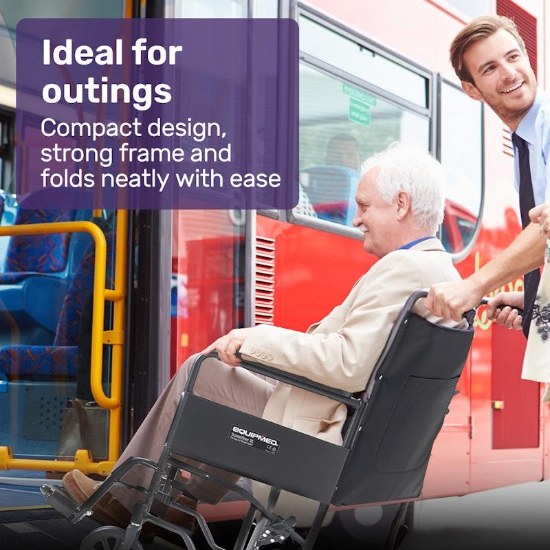 Load image into Gallery viewer, Equipmed Folding Transit Manual Wheelchair For S-XL Black
