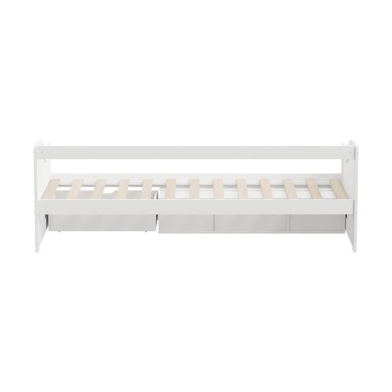Load image into Gallery viewer, Oikiture Kids Bed Frame Single Daybed with Trundle Storage Drawers Timber White
