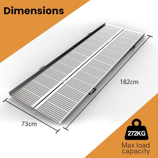 Equipmed 182cm Portable Folding Aluminium Access Ramp Silver