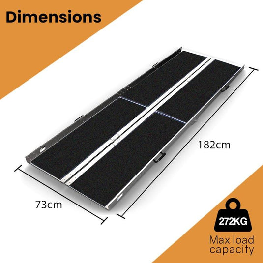 Equipmed 182cm Portable Folding Aluminium Access Ramp Black